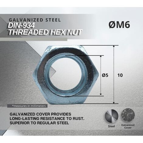 20 écrous Accouplement Hexagonaux M6 X 1.25 25mm - Acier Inox 304
