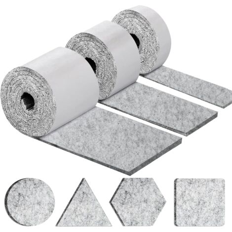 Patins pour Meubles Auto-adhésifs, Patins Chaises Meubles 3 Rouleaux (100 10cm+100 5cm+100 2cm), Tampon Chaise 4mm-Épais Patin Feutre (1/5)