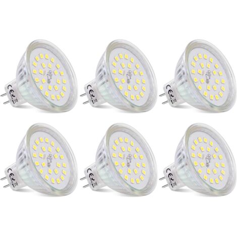 Ampoules LED GU5.3 MR16 12 V, 3,8W Équivalent à Halogène 40W, LED Spot GU5.3 Blanc Froid 6000K Non Dimmable 430 Lumen Lampe LED MR16, Lot de 6 [Classe énergétique E]