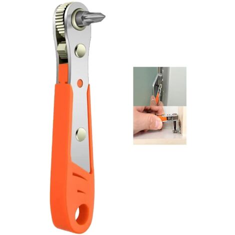 Cliquet Tournevis Magnétique, Mini Clé à Cliquet 1/4, Entraînement 1/4" à Couple Elevé, Mini Tournevis Décalé Réversible à Cliquet, Outils de Réparation de Poche Multifonctions
