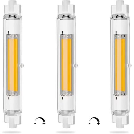 R7S LED 118mm Dimmable 20W Économie Énergie COB Ampoule LED R7S Équivalent à J118mm 200W Halogène Lampe, Blanc Chaud 3000K, Pas Scintillement, 2000LM, Éclairage à Faisceau 360°, CRI 90Ra, Lot de 3 [Cl