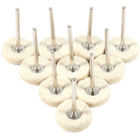 Lot de 10 tampons de polissage pour perceuse, feutre de laine de 25 mm, meuleuse, meule, disque de meulage, tête de polissage pour voiture, métal, acier inoxydable, machine à bois