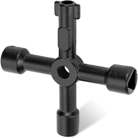 Clé 4 Voies, Clé Utilitaire Multifonction, Clé Échappement Radiateur, Clé Utilitaire Pour Compteur Gaz Coffret Électrique, Armoire Électrique, Nettoyage Radiateur (Noir)