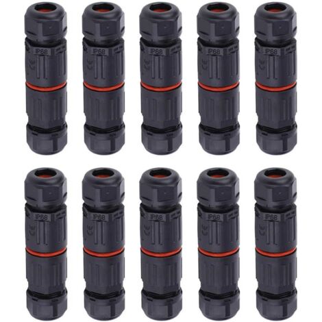 WHPPS 10 pièces IP68 étanche connecteur droit boîte de jonction fil électrique câble 3 broches connecteur extérieur prise prise bornier