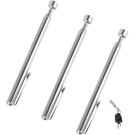 Outil de Ramassage Magnétique Télescopique 3 Pcs Outil de Ramassage Aimanté Flexible Bâton de Tige de Ramassage Rétractable avec Clip de Poche pour Clés Pinces Vis Écrous Boulons