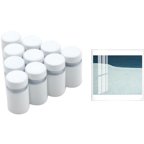 Publicité Vis Verre Standoff Miroir Clips Fixations Boulons - 12pcs Entretoise pour Enseigne, Entretoise pour Support D'enseigne Entretoise à vis pour Verre, Acier Inoxydable (Blanc 12x20mm)
