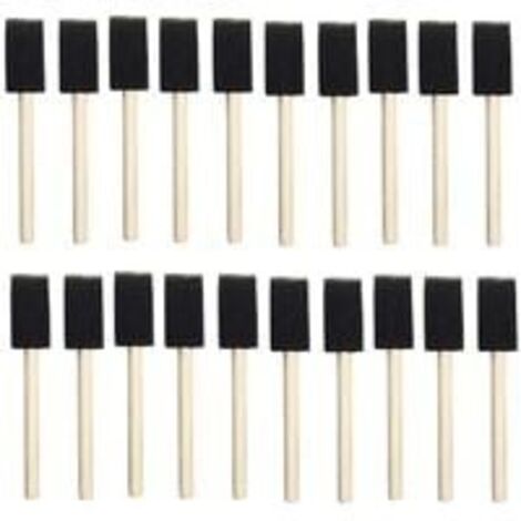 25pcs éponges en mousse peinture manche en bois pinceau flexible Poly mousse pinceau biseauté pour acryliques teintures vernis artisanat Art 1 pouce