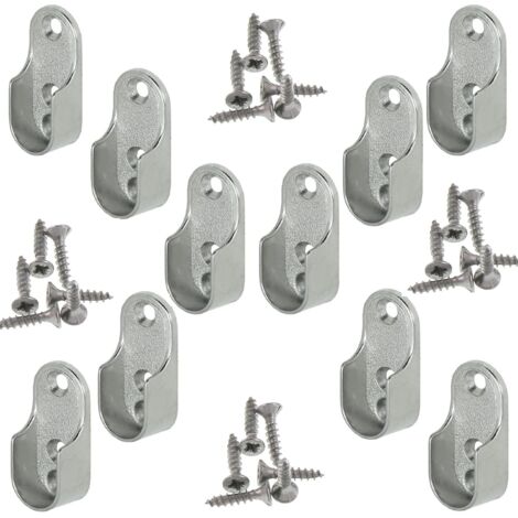 Rail Suspension Meuble Ovale OVA 10 Pièces - Support de tube d'armoire penderie pour barre ovale Acier Nickelé Tringle Cintre Fixation Support de barre de penderie en métal