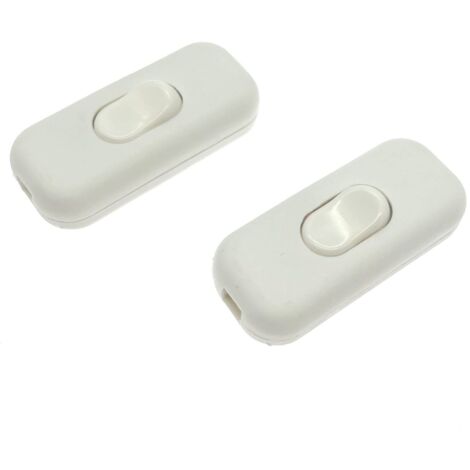 2x interrupteur de cordon en ligne bipolaire maximum 6A blanc, interrupteur en ligne isolant bipolaire, accepte 1-2 fils ronds ou plats, interrupteur torpille pour petit appareil ou la