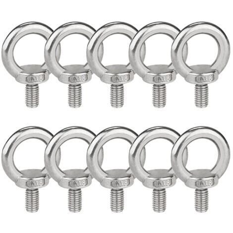 Boulons à œil M8 Anneau de Levage vis à Filetage Mâle en Acier Inoxydable 304 10 PCS Anneaux de Levage, Vis à Oeil Ronde pour Marin Boulons et Équipements de Levage D'Ingénierie