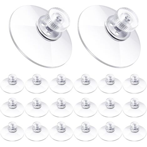 Ventouses en Plastique 40 mm Ventouse en PVC Transparent Support d'Aspiration Adhésif Puissant avec Écrou à Vis pour Tissu d'Ombre de Voiture Porte Verre Fenêtre Salle de Bain (20 Pièces) (1/5)
