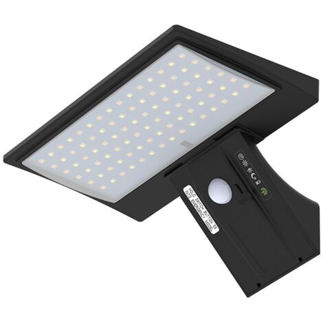 Lampe Solaire Extérieure, 90 LED Lampe Solaire Extérieure avec Détecteur de Mouvement, 4 Modes Lampe Solaire Extérieure de Sécurité Étanche, 3 Couleurs Télécommande Murale pour Jardin Patio (1/4)