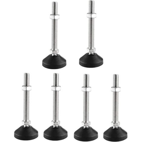 Lot de 6 pieds réglable M10 x 80 mm - Vis de réglage - Pied de meuble - Peut porter - Pieds réglables - Vis réglables - Pied réglables - Inclinaison maximale de 20 ° (6PCS M10 x 80mm x Ø40mm)