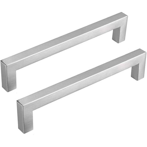 Lot de 10 Poignées Meuble Cuisine Inox Poignées Placard Cuisine -LSJ12BSS128 Poignées Cuisine Argenté Nickel Brossé en Acier Inoxydable Entraxe 128mm