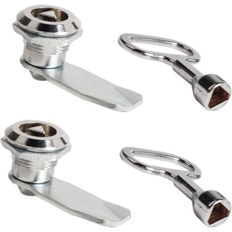 2 Ensembles Verrou de Boite Aux Lettres 20mm Serrure Meuble Serrure à Douille avec Clé Triangle Serrure Casier Boîte au Lettre Sécurité cle Triangulaire en Alliage de Zinc pour Armoires