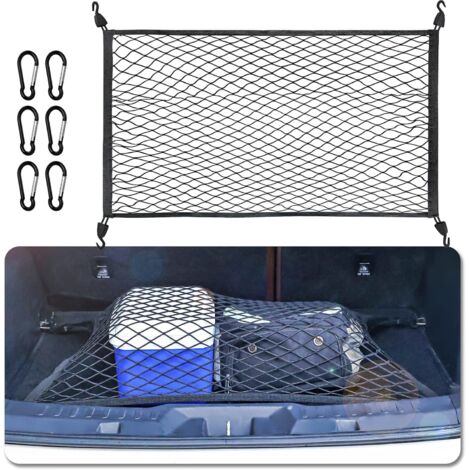 Filet de Rangement de Coffre de Voiture Taille 8060 cm Filet de Rangement pour Bagages Filet de Rangement avec 6 Mousquetons 4 Crochets Renforcement Elastique
