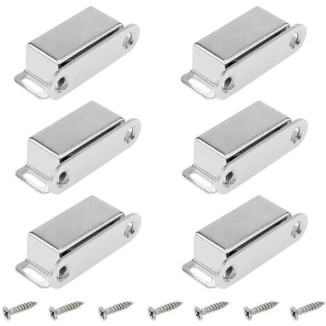 6 Pièces Loquet Magnetique Porte de Acier Inoxydable Aimants Loqueteaux Magnétiques Aimant Pour Porte de Placard Meuble Aimant Puissant Jusqu’à 6kg avec Vis pour Tiroirs
