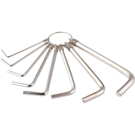 Lot de 8 clés Allen hexagonales métriques pratiques pour réparations 1,5/2/2,5/3/3,5/4/5/6 mm (argent)