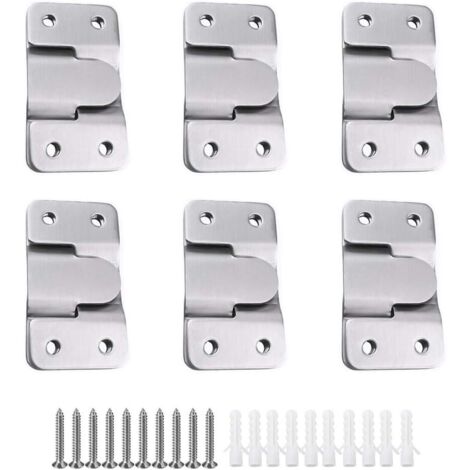 6 Paires [12 pack] Support de Montage Dissimulé Embarqué Interverrouillage Pendaison Boucle Quincaillerie Murale en Acier Inoxydable pour Accrocher la Photo Miroir Cadre Dosseret Meubles