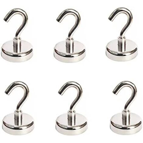 6pcs Crochets magnétiques 18LB Pull Extra Strong Neodymium Magnet Hooks, Magnetic Hooks Heavy Duty, Aimants avec crochet pour réfrigérateur, Heavy Duty Cruise Hook for Ceiling, Small Magnetic Hanger f