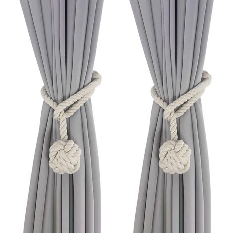 Embrasse pour Rideaux Beige, 2 Pièces Embrasses de Rideaux, Embrasses Rideau Tricotées à la Main, Embrasse de Corde de Rideau, Rideaux Boucle Décoration pour la Chambre et du Bureau