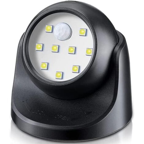 Spot LED Extérieur, Spot exterieur avec Detecteur de mouvement, Projecteur LED extérieur Sans Fil, 150 Lumen, Sphère Amovible, Rotation et Inclinaison à 360 degrés, Batterie à Pile