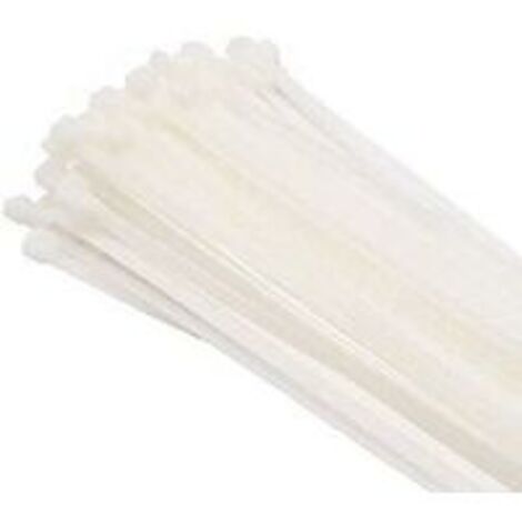 Lot de 100 Serre-câbles, Blanc/Naturel, 200 mm x 3,6 mm, Qualité Supérieure Colliers de Serrage Plastique