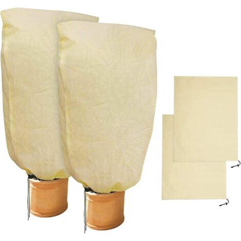 2 Pièces de Protection Hivernale pour Plantes Protection Hivernale pour Sacs de Plantes en Pot, Beige, Solide, 100 x 80 cm (1/5)
