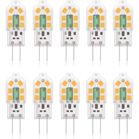 G4 2W LED Ampoule, 20W Ampoules Halogènes équivalentes, Blanc Chaud 3000K,200Lm,12x SMD,12V AC/DC - Pack de 10 [Classe énergétique A+]