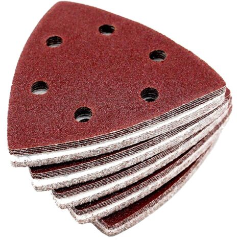 Delta-Triangles de Ponçage │ 100 pièces │ 6 trous │ 93 x 93 x 93 mm │ grain 80 │ pour ponceuses delta │ Feuilles Abrasives │ Papier Abrasif