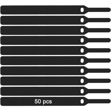 Lot de 50 Attaches Câbles, 12145MM Serres-Câble,Ties Straps Réutilisables Réglable (noir)