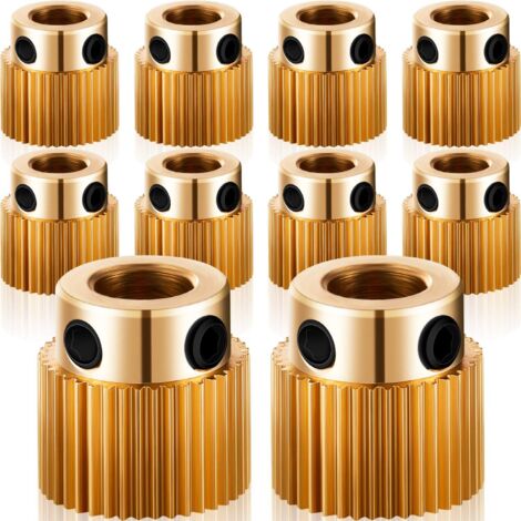 Roue d'Extrudeuse Pièces de l'Imprimante 3D Engrenage 40 Dents Roue d'Extrudeuse en Laiton Compatible avec CR-10, CR-10S, S4, S5, Ender 3, Ender 3 Pro (10) (1/5)
