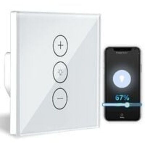 Interrupteur variateur, variateur de lumière WiFi à Fonction de pourcentage avec Fonction de synchronisation, contrôle de l'application vocale WLAN variateur d'éclairage encastré