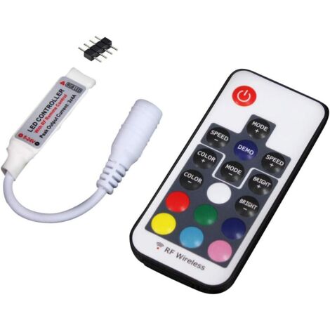 UltraBright Télécommande RF 17 touches Télécommande sans fil, 5V / 12V / 24V 12A mini contrôleur pour bande LED RGB