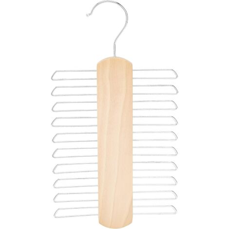 Crochets en bois pour cravates/ceintures, 20 fentes, couleur bois naturel, 16 cm, lot de 2 (1/5)