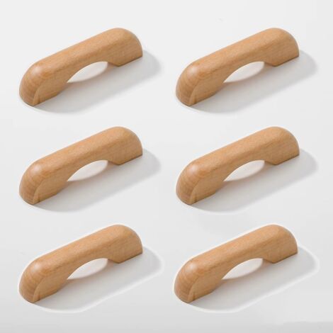 6 Pièces Poignées de Meuble Cuisine poignées de tiroir en Bois avec vis Poignées en Arc pour placards pour Meubles de Cuisine et Tiroirs et Poignée de Meuble 64mm