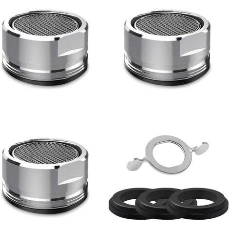 Mousseur Robinet M24 [3 Pièces], Aérateur de Robinet en Acier Inoxydable, Économiseurs d'eau Bubbler de Bain et Cuisine, Livré avec 3 Joints et 1 Clé pour Robinets (1/5)