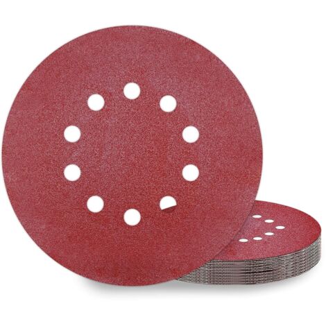 Disques de Ponçage 225 mm 10 Pièces Grain P80 10 Trous Disques Abrasifs 225 mm Ronds Papier Abrasif for Ponceuse pour Cloisons Sèches Ponceuse Girafe