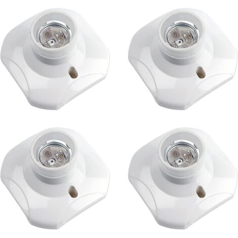 Douille de plafonnier E27 à vis, douille murale/murale avec culot E27, AC 230 V, porte lampe carrée blanche, base support plastique pour lampe de garage plafond, lot de 4