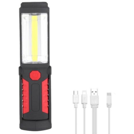 Lampe de travail LED portable 360 lumens avec support magnétique, rechargeable sans fil et câble USB, idéale pour la voiture et le camping
