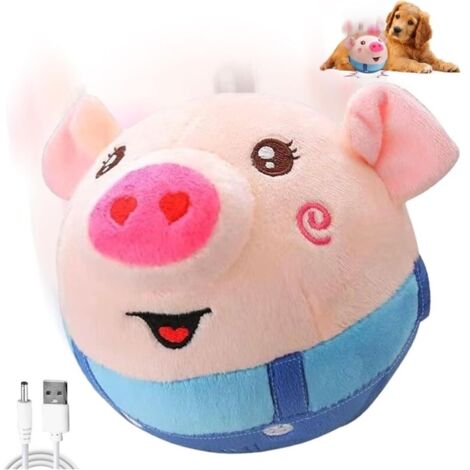 Active Moving Pet Plush Toy Interactive Dog Toys Talking Shake Bounce Boredom Toys Jumping Pig Toy For Dog Washable Cartoon Pig Plush Moving Dog Ball For Pets Cats Small And Medium Dogs