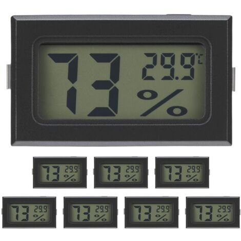 Lot de 8 thermomètres-hygromètres numériques - 48 x 29 x 15 mm - Moniteur compact de température et d'humidité d'intérieur