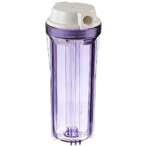 Boîtier transparent avec couvercle plat blanc, adapté aux systèmes d'osmose inverse et de filtration, (1/3)