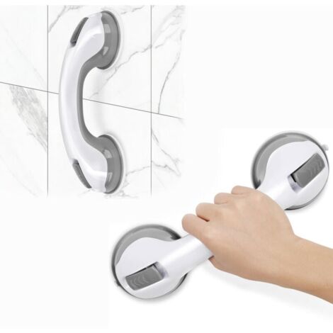 Poignée Ventouse ,pour Salle de Bain Barres d'appui de Douche Forte Prise pour handicapés, Seniors, blessés, sécurité poignée de Douche Support jusqu'à 109 kg sans perçage et Amovible - Gris