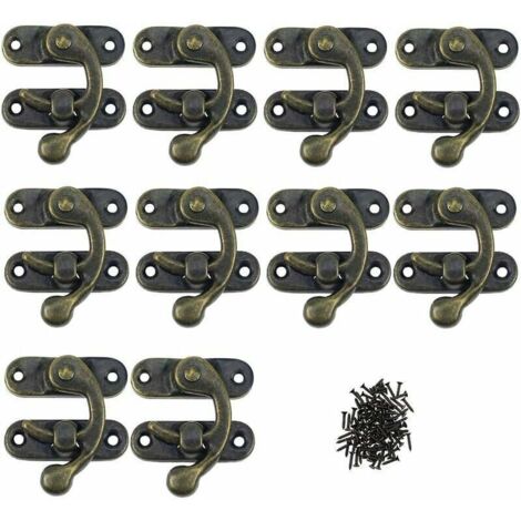 fermeture d'album Scrapbooking 12 Pack Fermoir Loquets de Solide en Métal Charnières des Petits Coffrets en Bois Antique Boucles pour des Boites à Bijoux Fermetures de Esthétiques