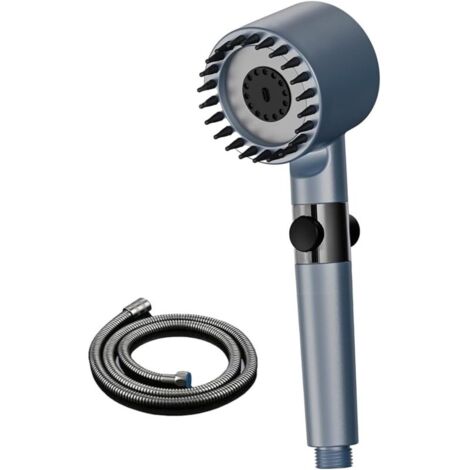 Pommeau Douche Economie Deau 4 Types de Jets Pommeau de Douche Anti Calcaire avec Tuyau Douche 1.5M (Dark blue)