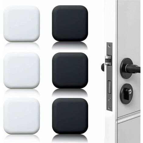 Butoir de porte mural grand 6 pièces tampon de porte autocollant en caoutchouc blanc/noir 45mm×45mm tampon de poignée de porte tampon mural pour poignées de porte contre butée de porte