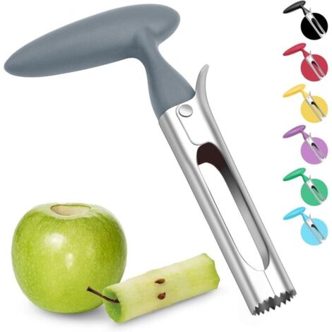 Vide-pomme avec poignée en ABS, lame dentelée en acier inoxydable, poignée en plastique, gris