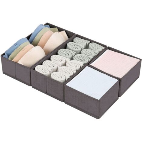 Organiseur de tiroir à vêtements, lot de 4, séparateurs de tiroir peu profonds pour chambre d'enfant, vêtements, vêtements de bébé, chaussettes, sous-vêtements, cravates (gris)