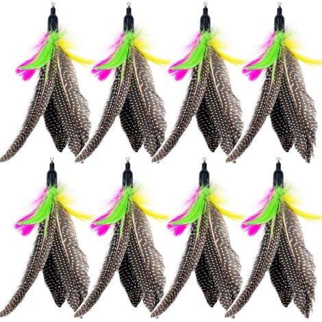 Lot de 8 recharges de plumes naturelles pour chat d'intérieur (D)